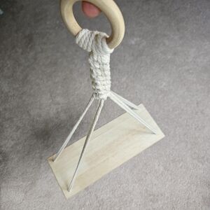 Wooden Macrame Hanging Shelf with Rope